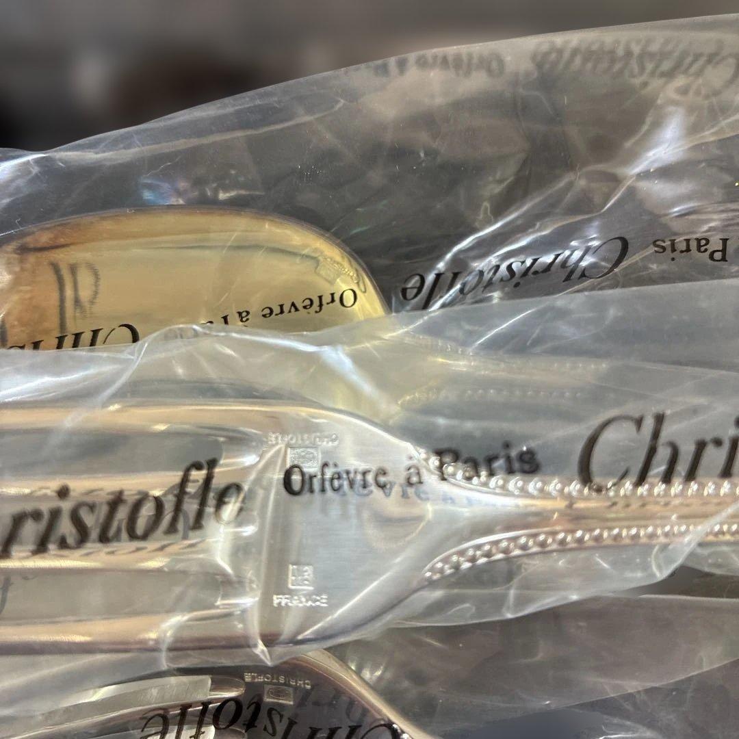 【売り切り価格】Christofle カトラリーセット6点　パール　ケース入り