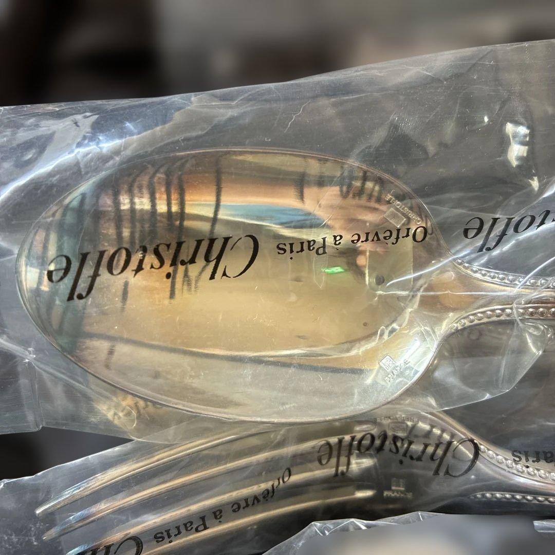 【売り切り価格】Christofle カトラリーセット6点　パール　ケース入り