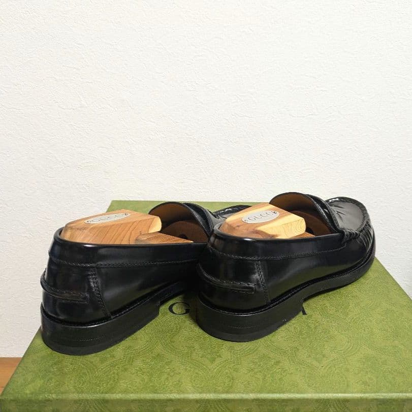 美品　GUCCI　インターロッキングG　ローファー　黒　38 1/2