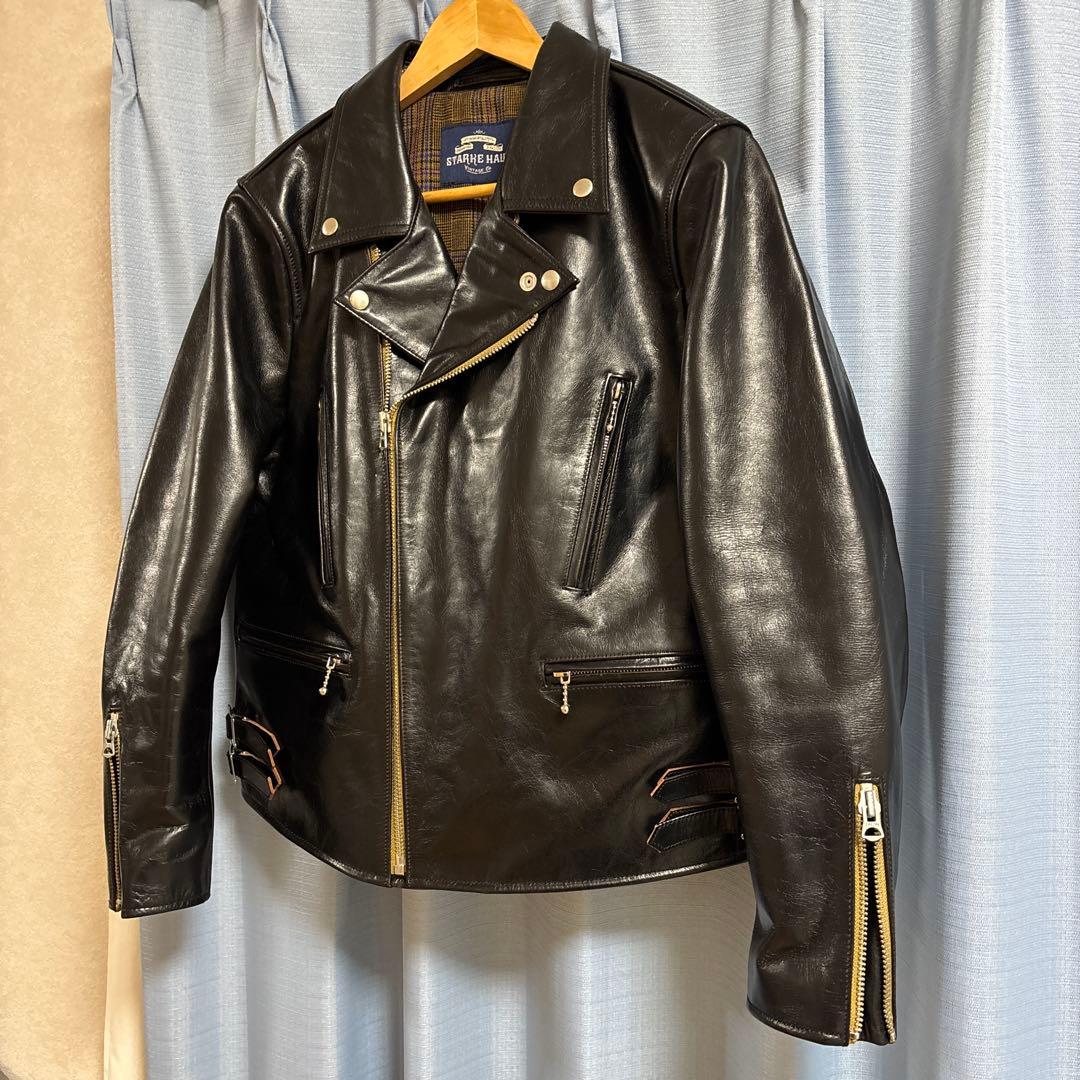 STARKEHAUT ライダース ベジタン 馬革 茶芯 ライトニング 新品