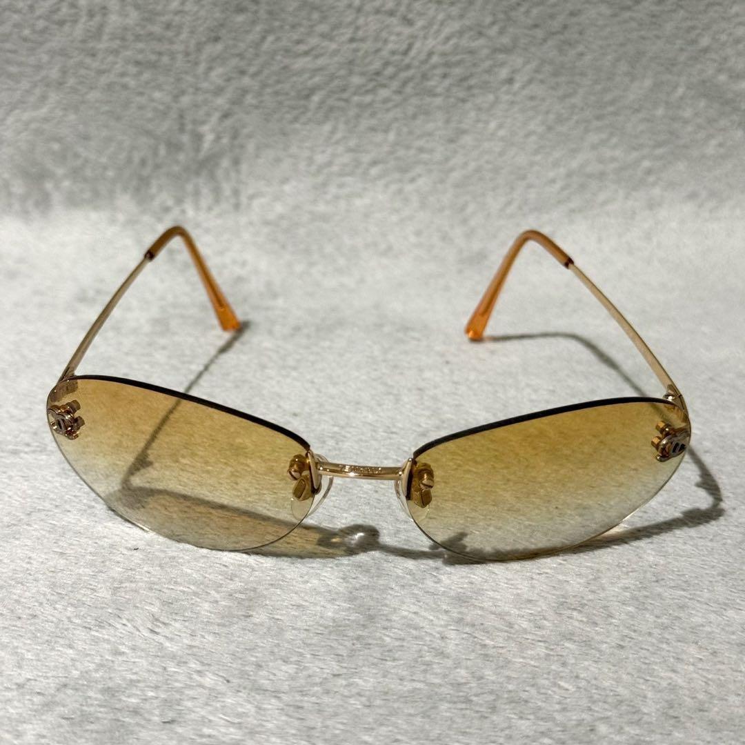 小物 Chanel Rimless Sunglass Yellow Coco Logo