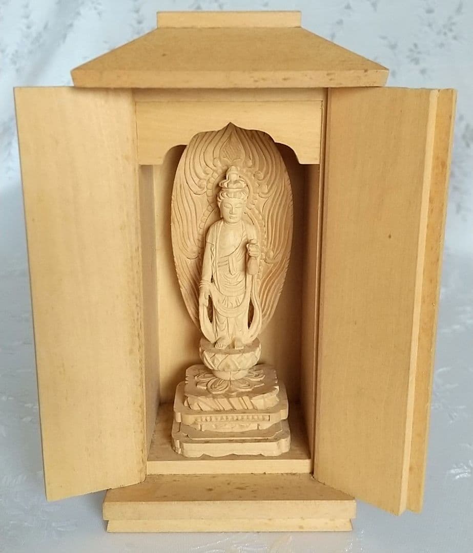 十一面観音菩薩像【極小】#405 厨子入り 木彫 仏像