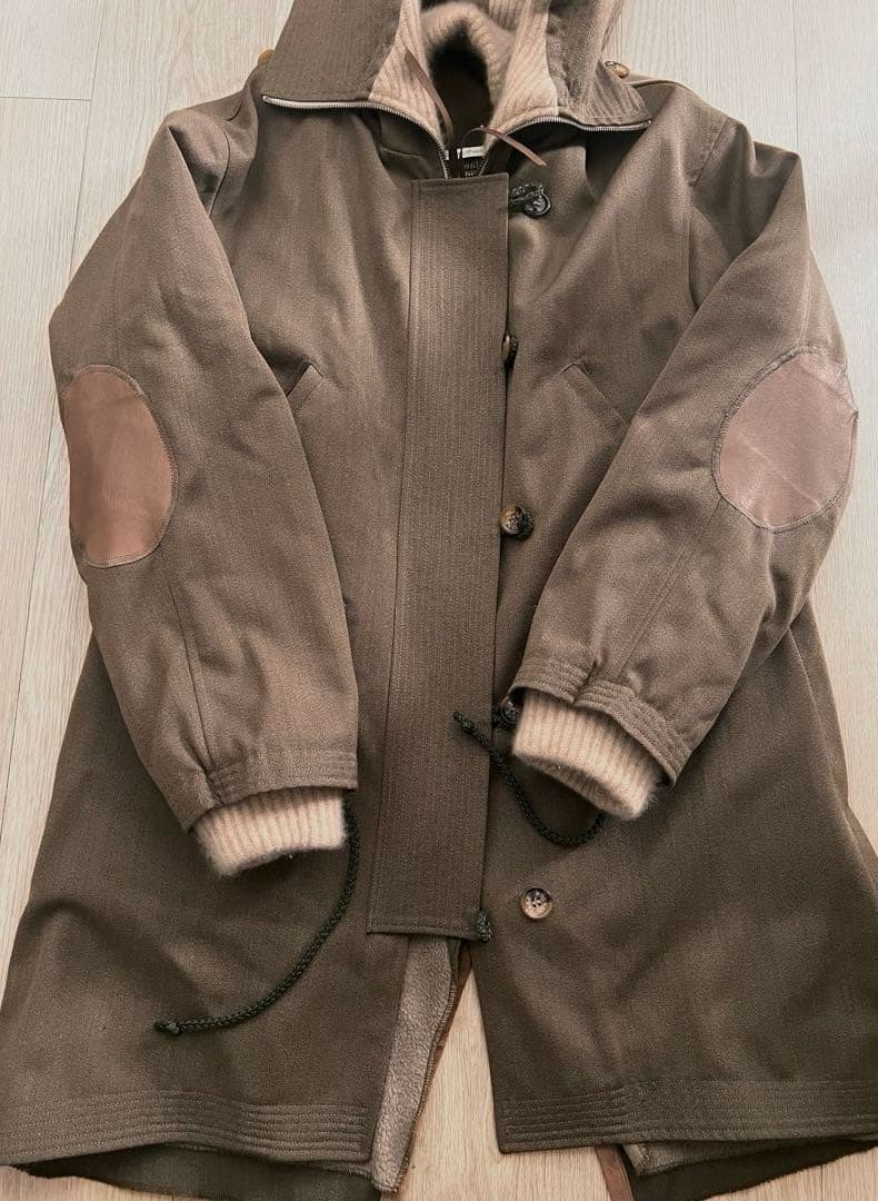 FAKE LONDON モッズコート ウール✖︎カシミア　レザー肘パッチ