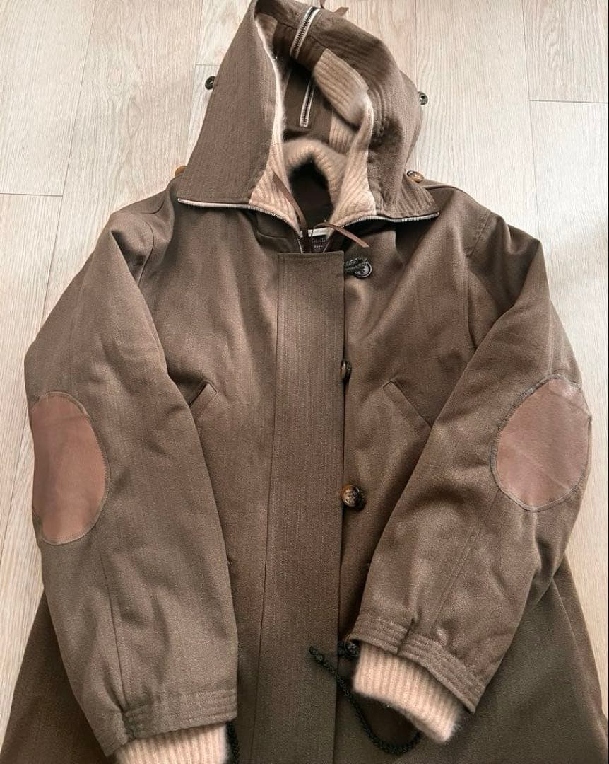 FAKE LONDON モッズコート ウール✖︎カシミア　レザー肘パッチ