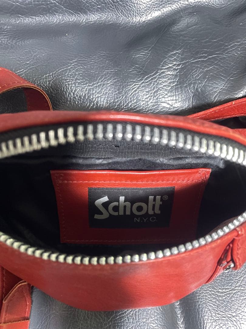 Schott レザー ボディバッグ レッド