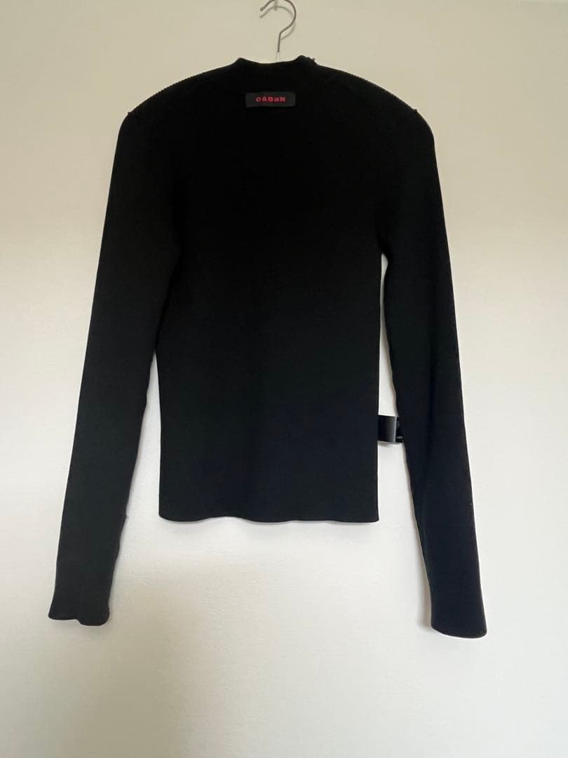 キャバン　コットンカシミヤリブ モックネックプルオーバー　ブラック