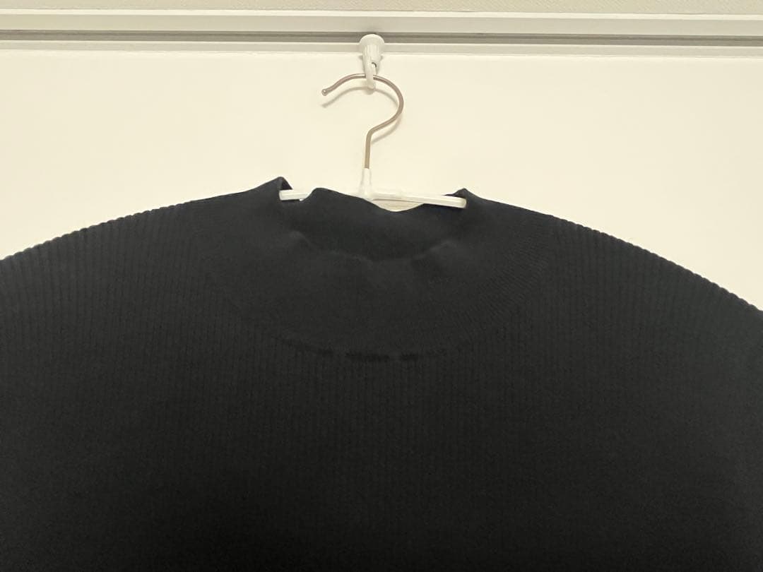 キャバン　コットンカシミヤリブ モックネックプルオーバー　ブラック