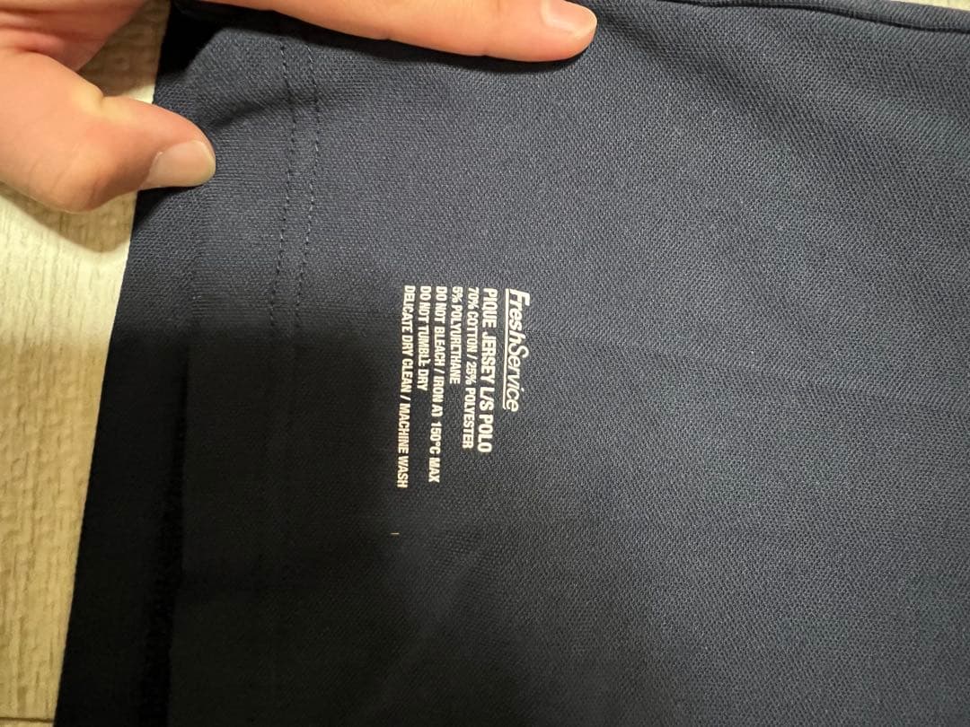 FreshService フレッシュサービス 鹿の子 長袖ポロ L ネイビー