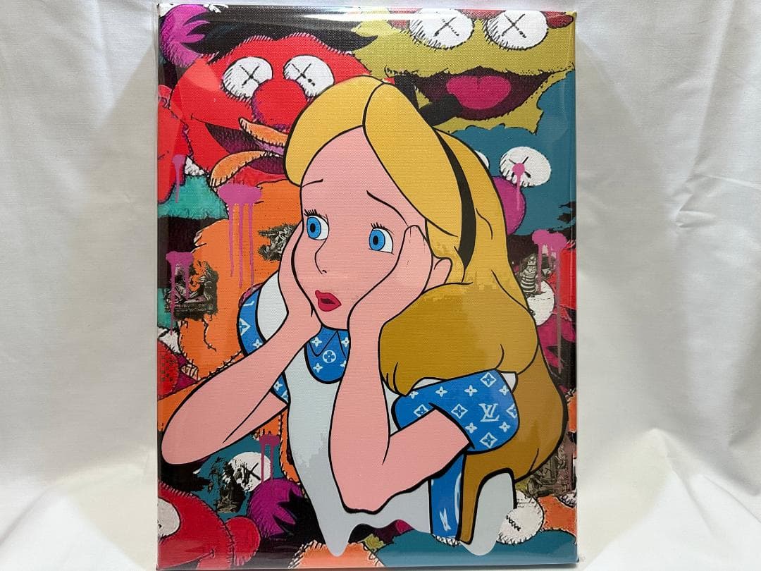 【世界限定100枚】DEATH NYC 布製額付き 現代アート KAWS アリス