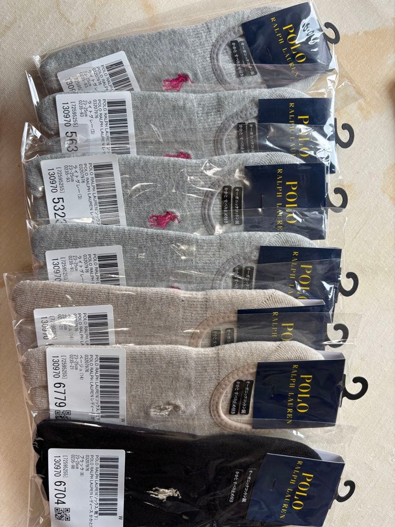 POLOラルフローレンソックス 23〜25 cm 5本指グレー 黒　ベージュ