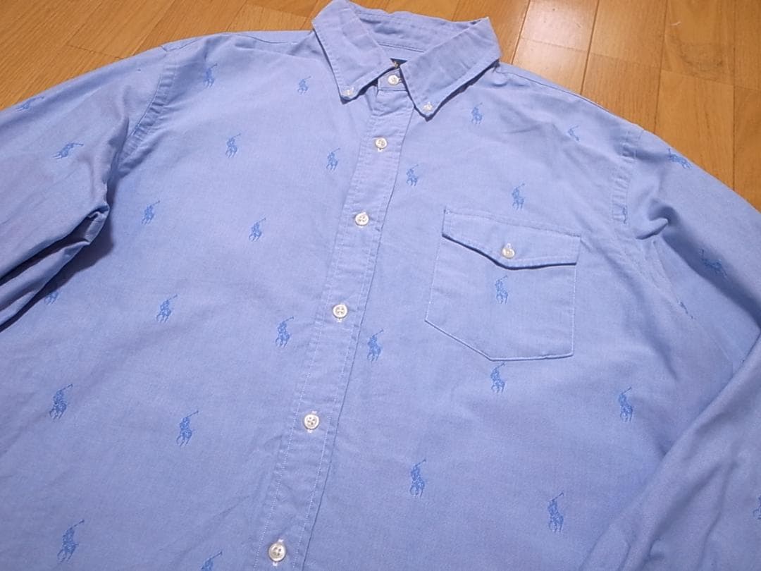 POLOポロラルフローレン総柄マルチポニーPONY 刺繍ボタンダウンシャツ XL