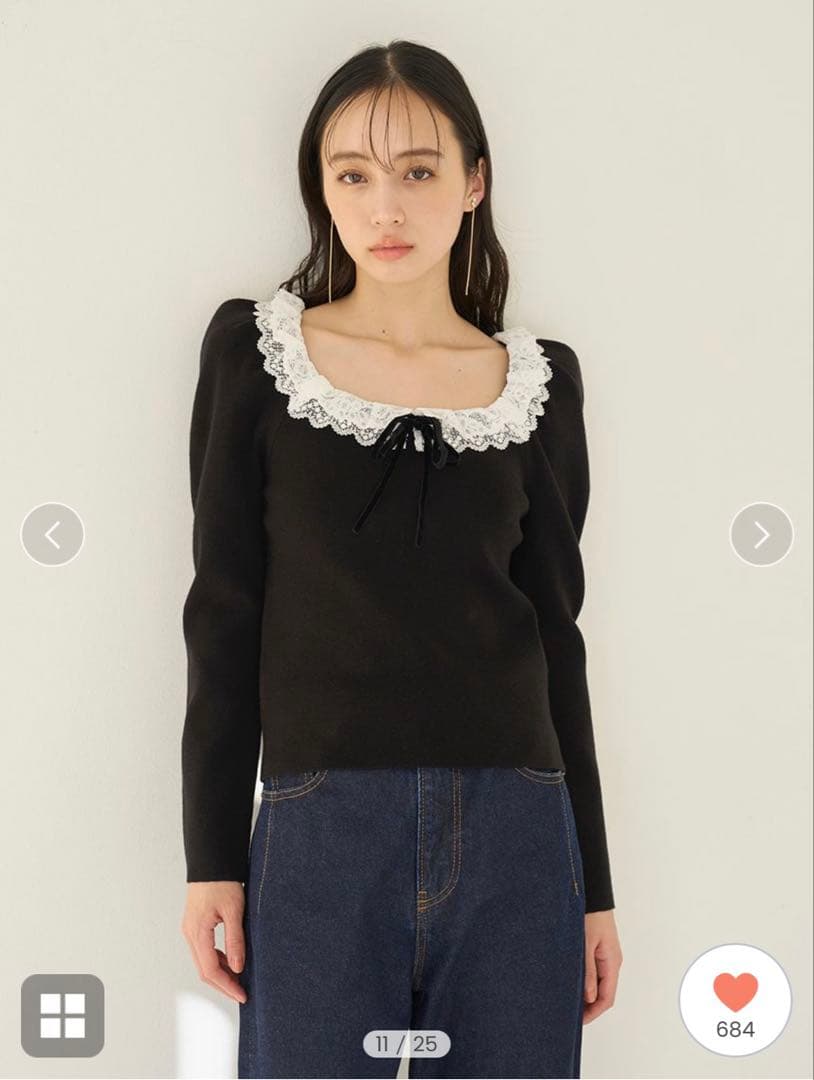 【新品未使用】SNIDEL フリルネックニットプルオーバー