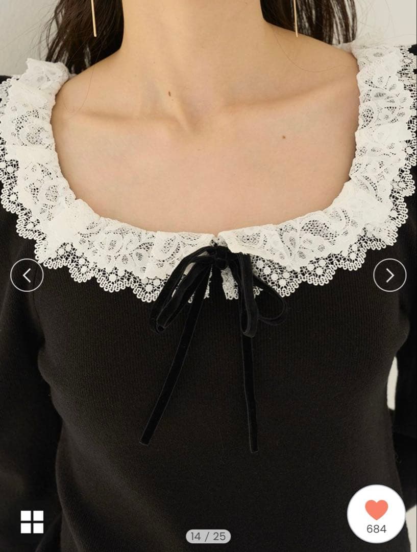 【新品未使用】SNIDEL フリルネックニットプルオーバー