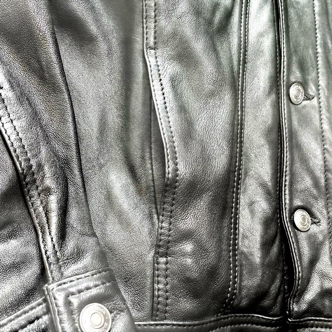 ZARA MAN ザラ メンズ ブラック レザー トラッカージャケット 本革 S