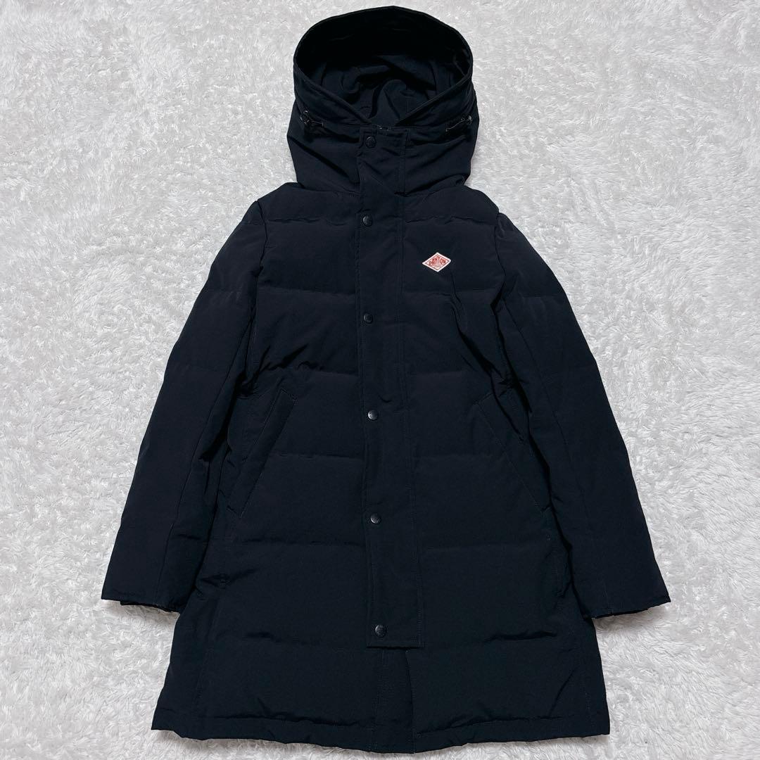 DANTON ダントン ロングダウンコート フーデッドコート ネイビー 34