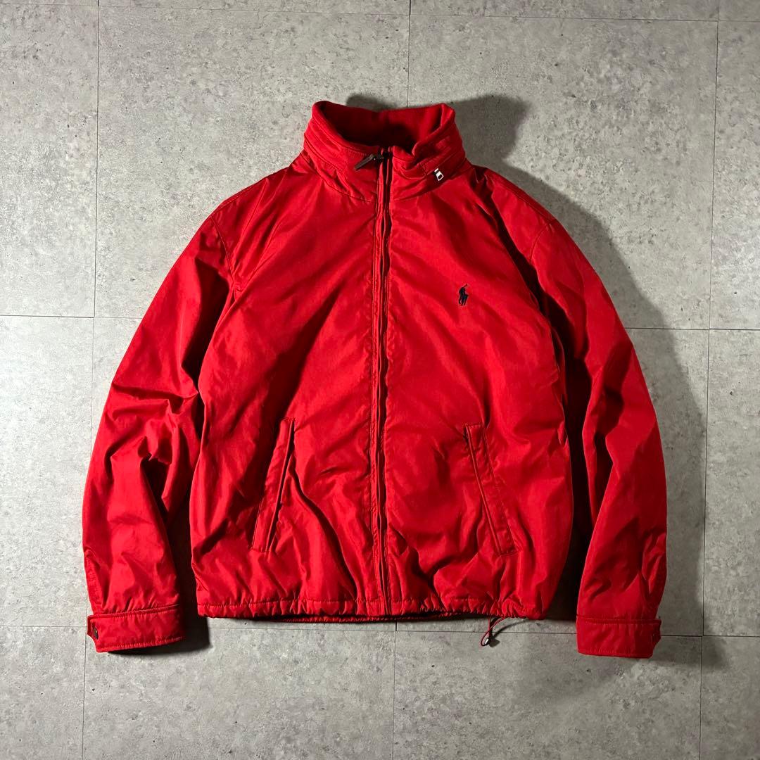 00s POLOラルフローレン中綿ウォームアップジャケットドローコード短丈赤