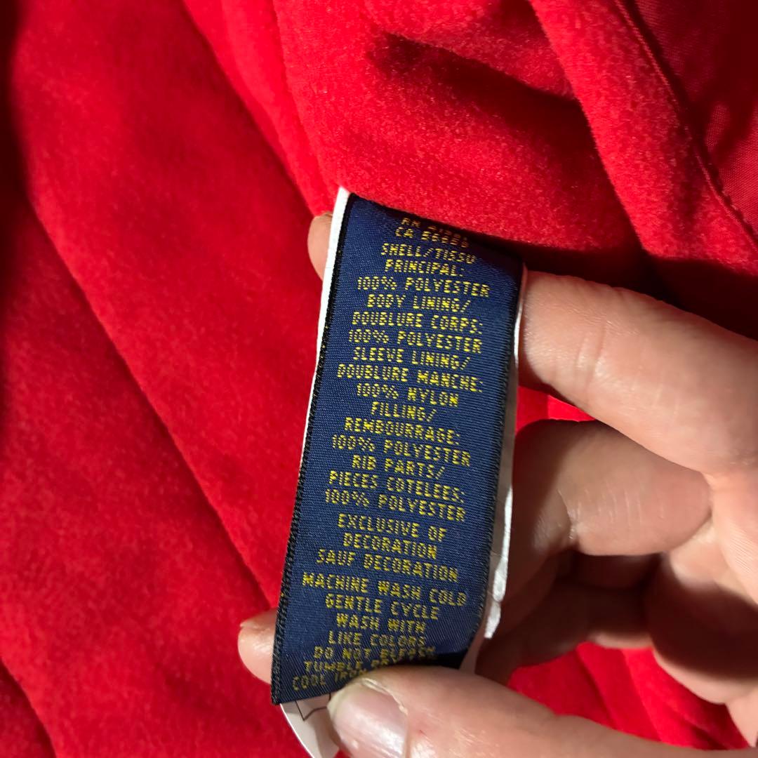 00s POLOラルフローレン中綿ウォームアップジャケットドローコード短丈赤