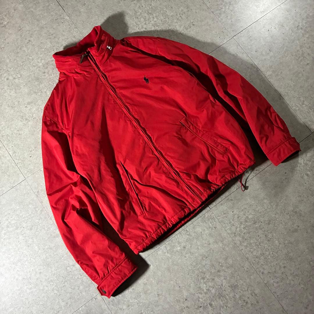 00s POLOラルフローレン中綿ウォームアップジャケットドローコード短丈赤