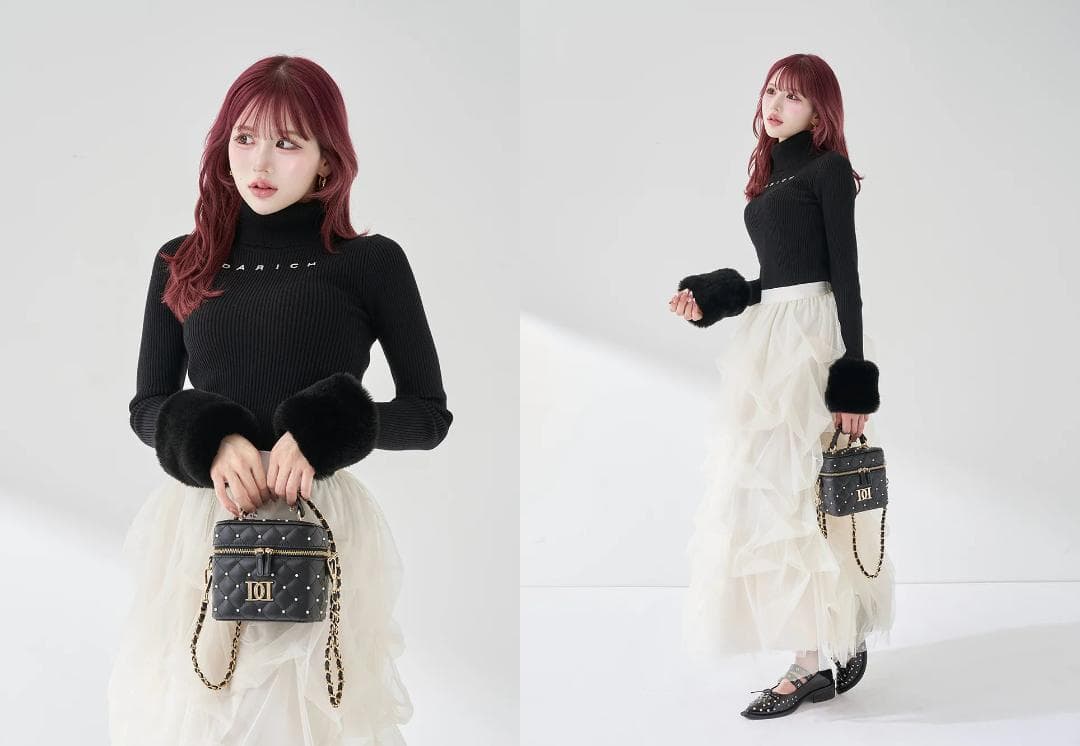 ダーリッチ darich スムースファーリブニットトップス アイボリー IVO