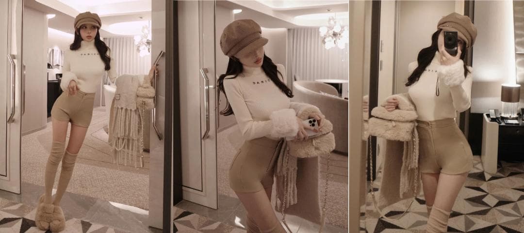 ダーリッチ darich スムースファーリブニットトップス アイボリー IVO