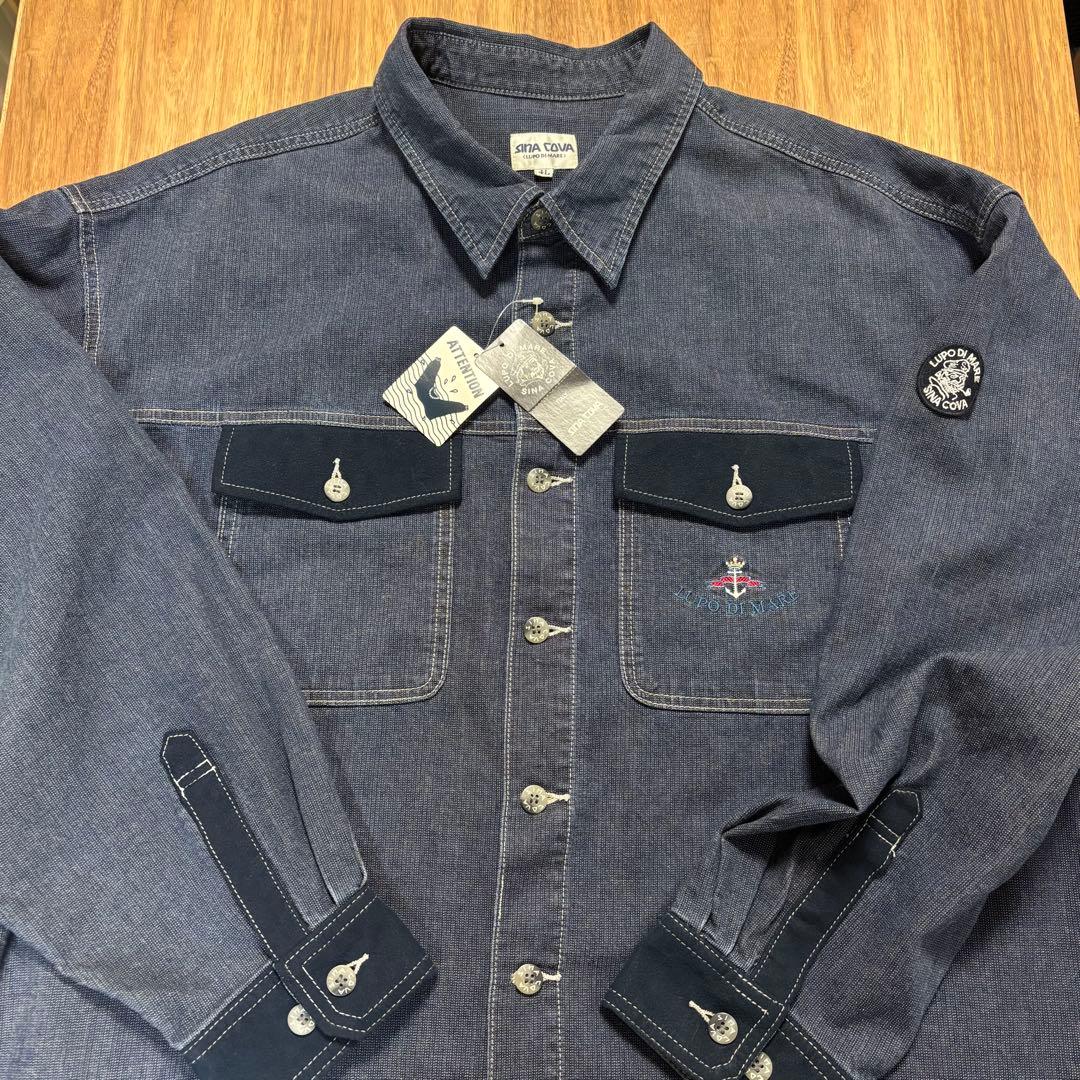 未使用◇SINA COVA◇シナコバ◇胸元刺繍 インディゴ染めシャツ◇4L