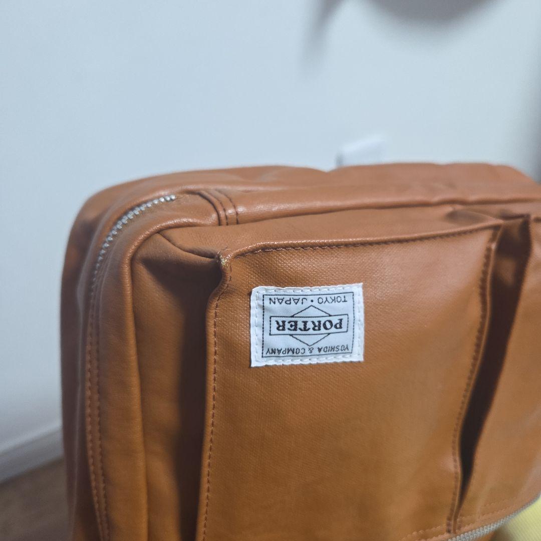 PORTERブラウンレザーショルダーバッグ