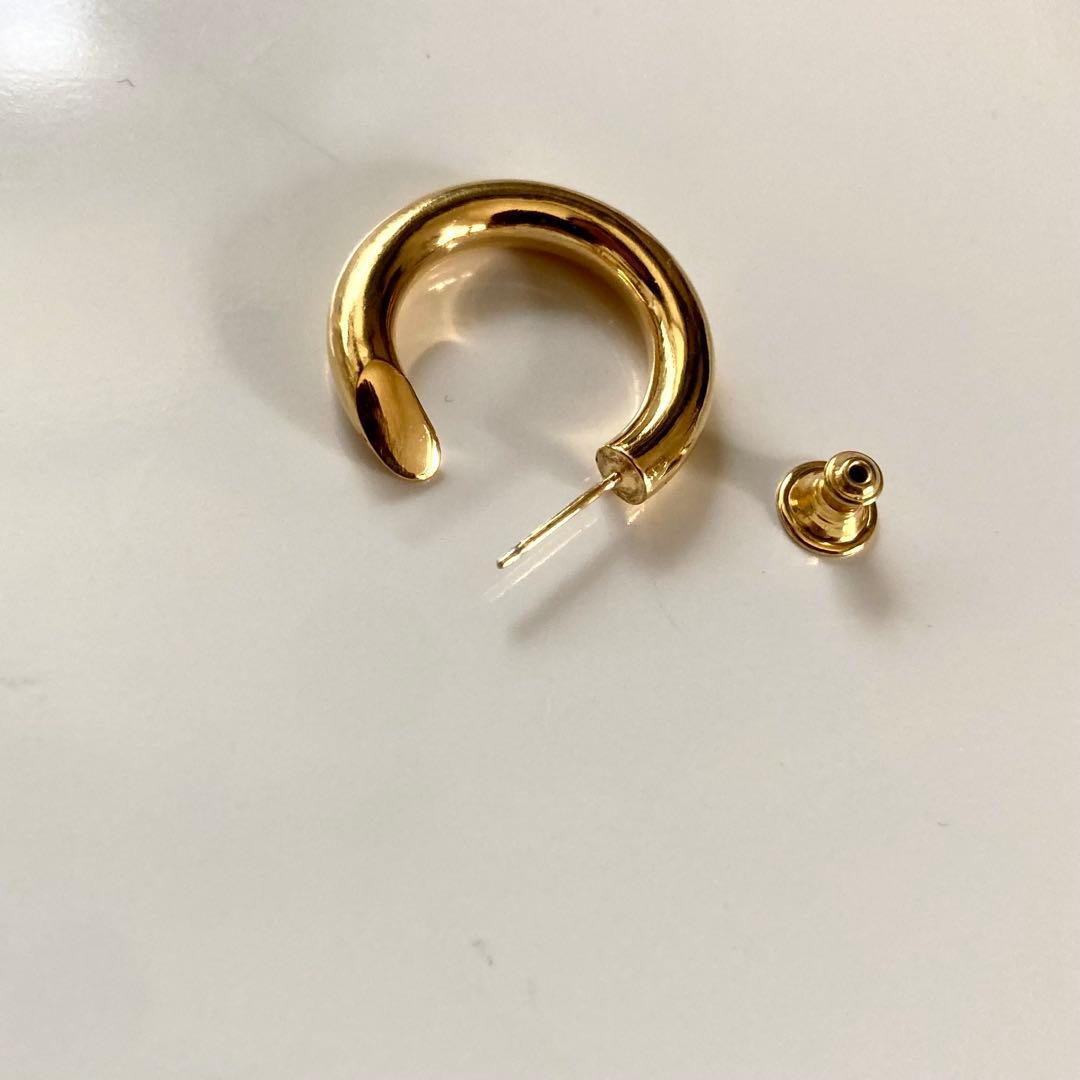 両耳 ゴールド【 4mm×23mm 】18k フープピアス シルバー925