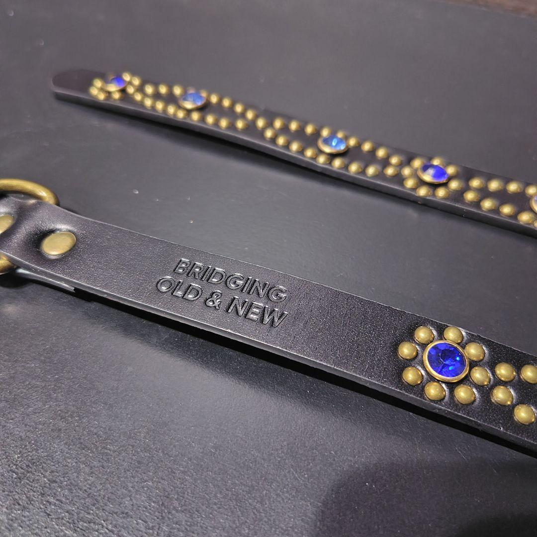 アイ青■本革レザーフルスタッズナローベルト☆アメカジ古着ヴィンテージキムタク