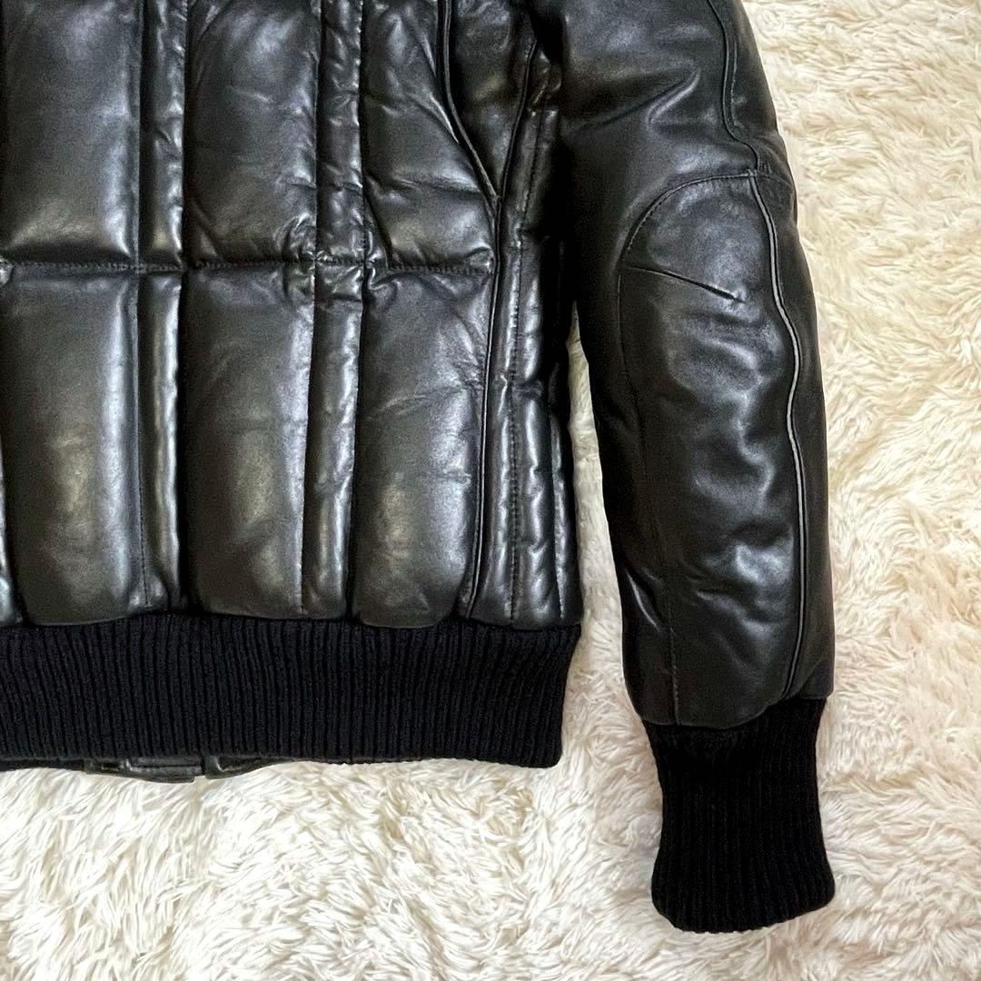 極美品▪️ユニオンジャップ ラム レザー ダウンジャケット ライダース M リブ付