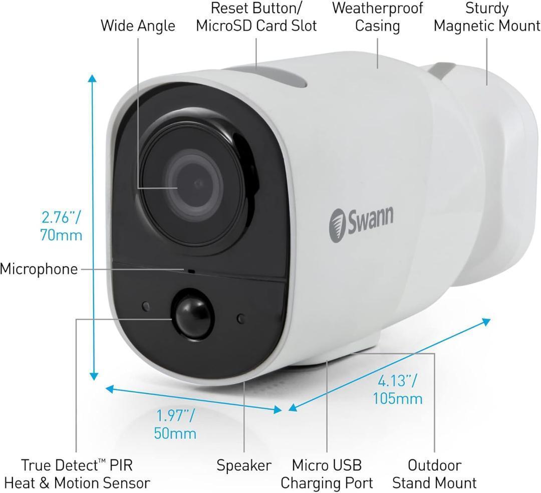 Swann スワン セキュリティカメラ 防犯カメラ ワイヤレス見守りカメラ2個付