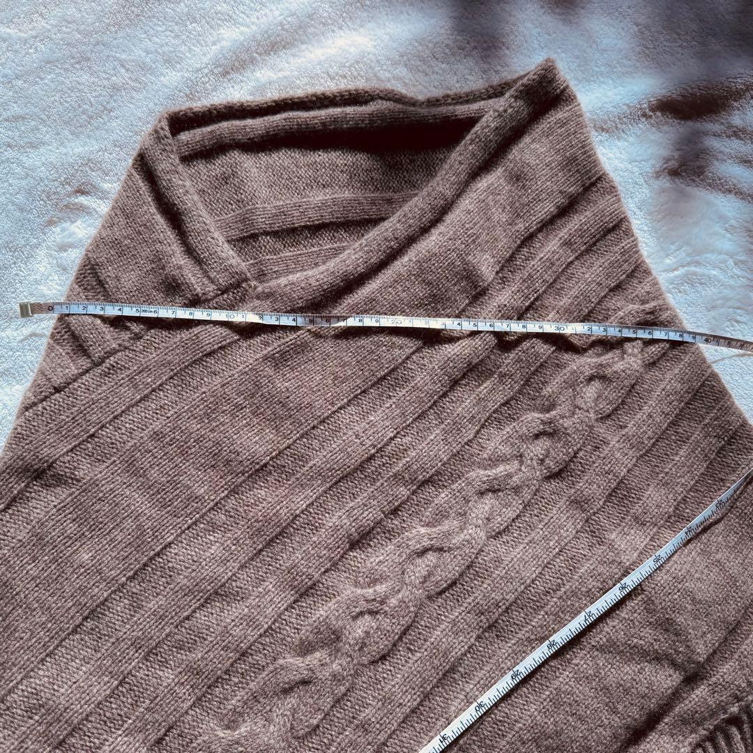 内モンゴル産　ヤクカシミヤ 100 ニット ポンチョ　フリンジ付き ブラウン系