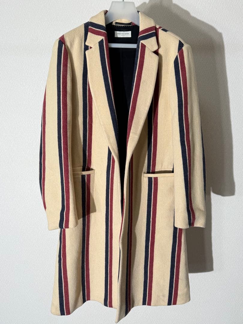 ドリスヴァンノッテン 13aw ストライプ柄 チェスターコート ウールコート