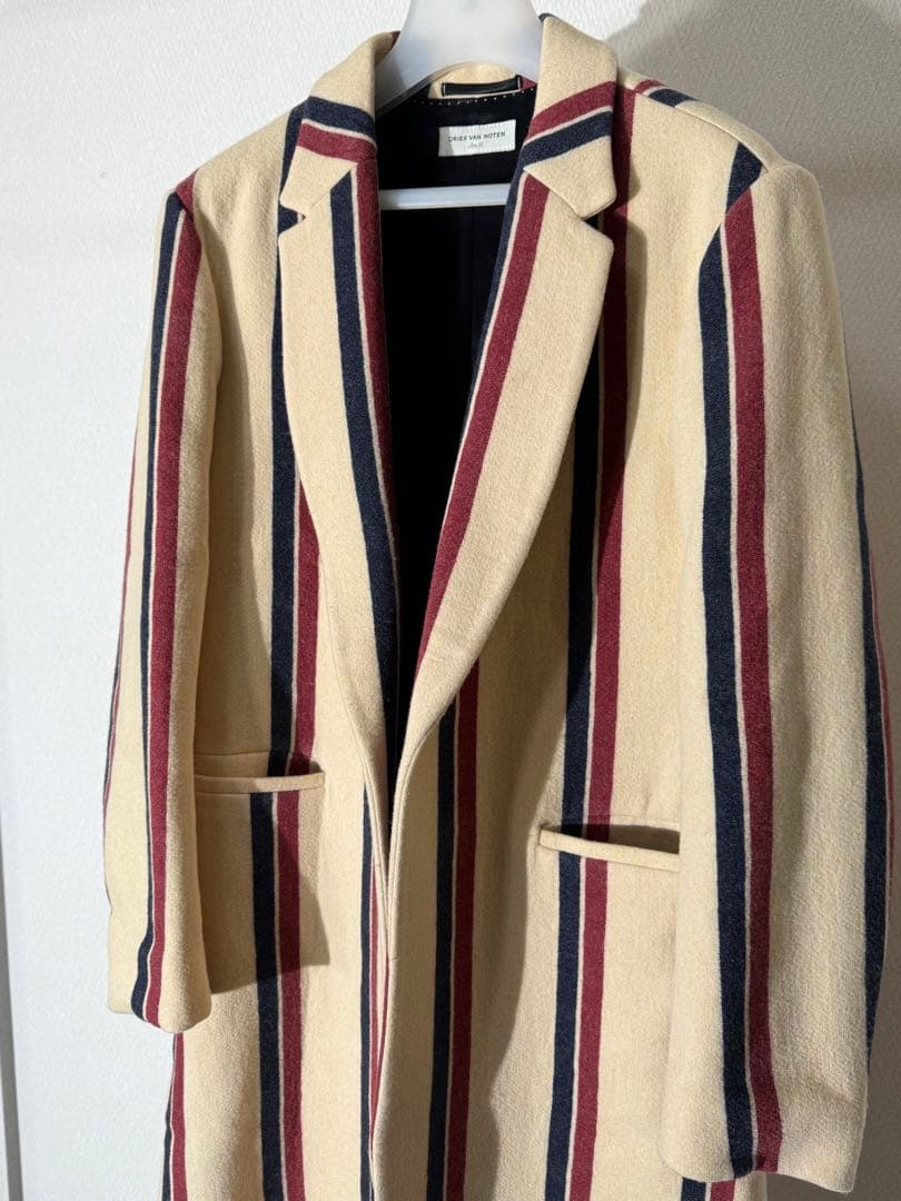 ドリスヴァンノッテン 13aw ストライプ柄 チェスターコート ウールコート