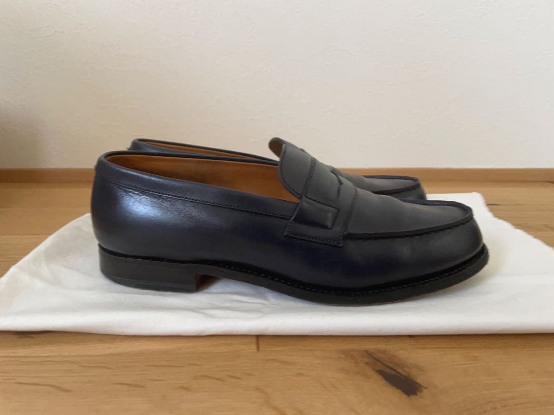 JM WESTON ネイビー レザー ローファー フラットシューズ　25cm