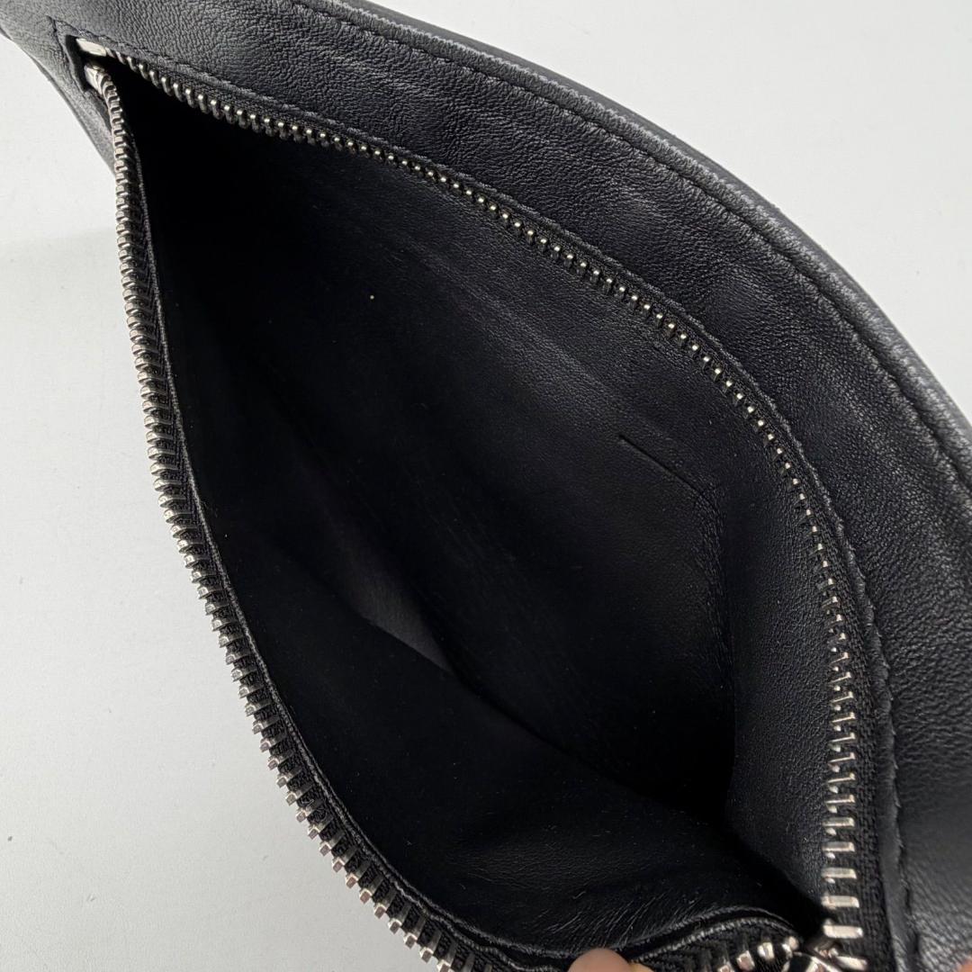 17591✨マルニ ポーチ付き レザー ハンドバッグ ブラック
