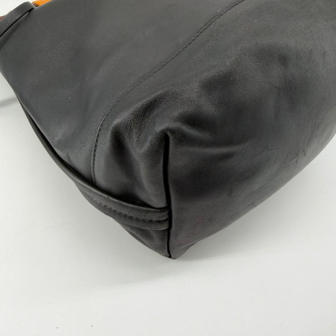 17591✨マルニ ポーチ付き レザー ハンドバッグ ブラック