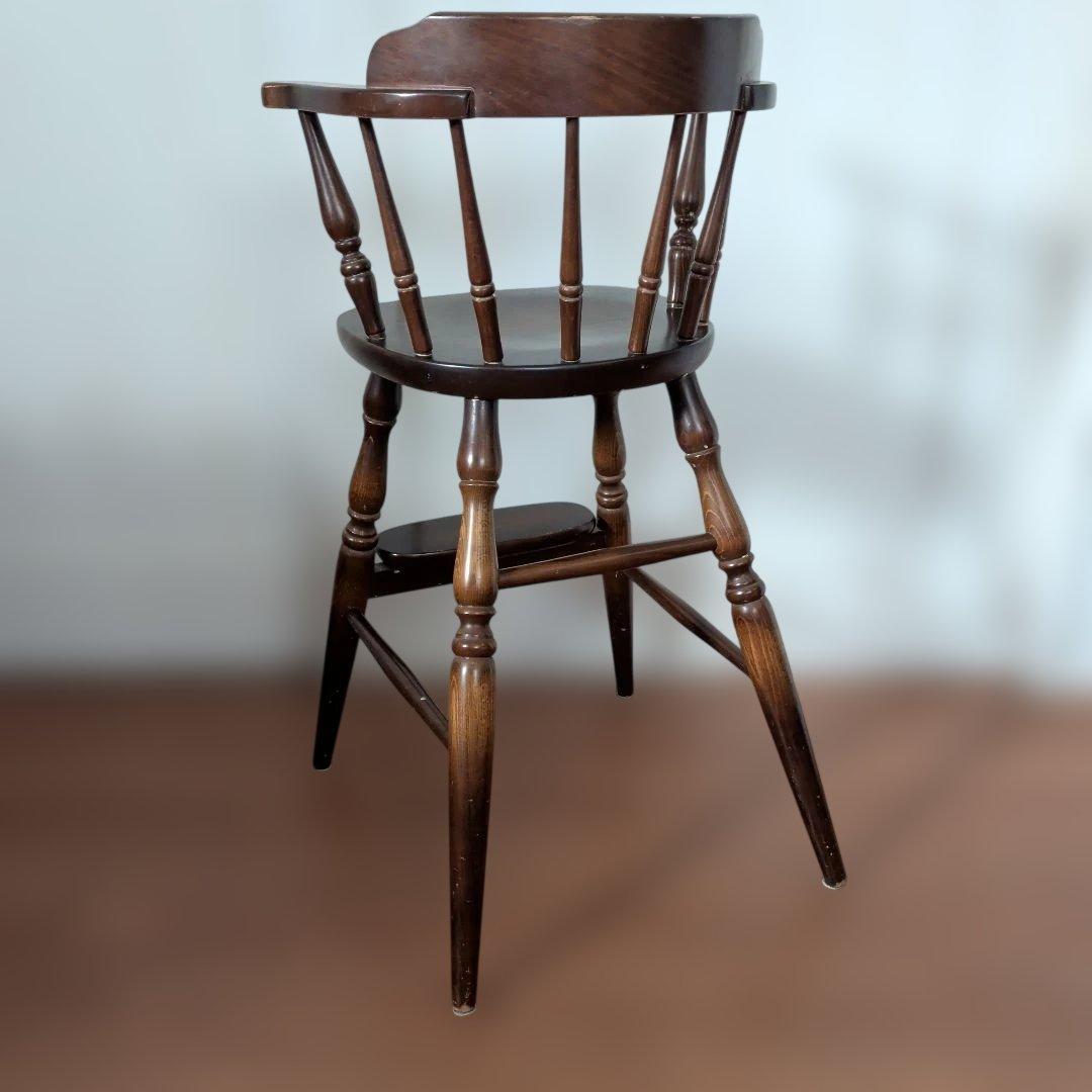 飛騨産業株式会社　木製ハイチェア ダークブラウン