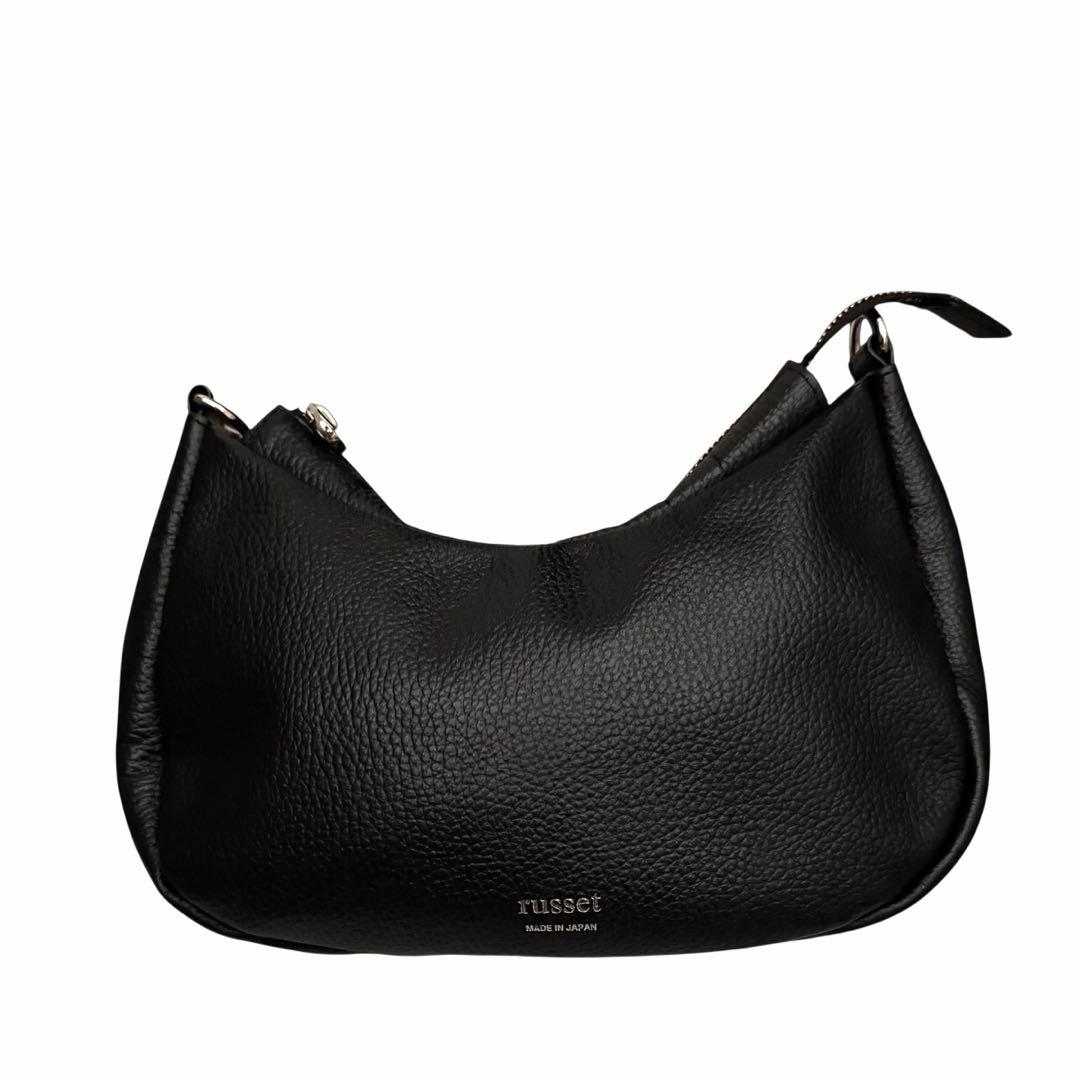 極美品✨ラシット ハーフムーン ワンショルダーバッグ レザー　ブラック