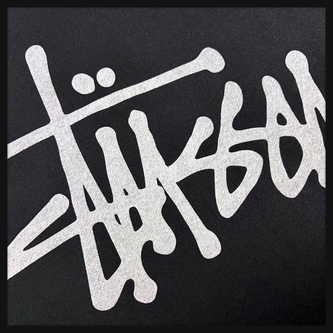 【美品】ステューシー ビッグプリントパーカー バイカラー チャコールグレー