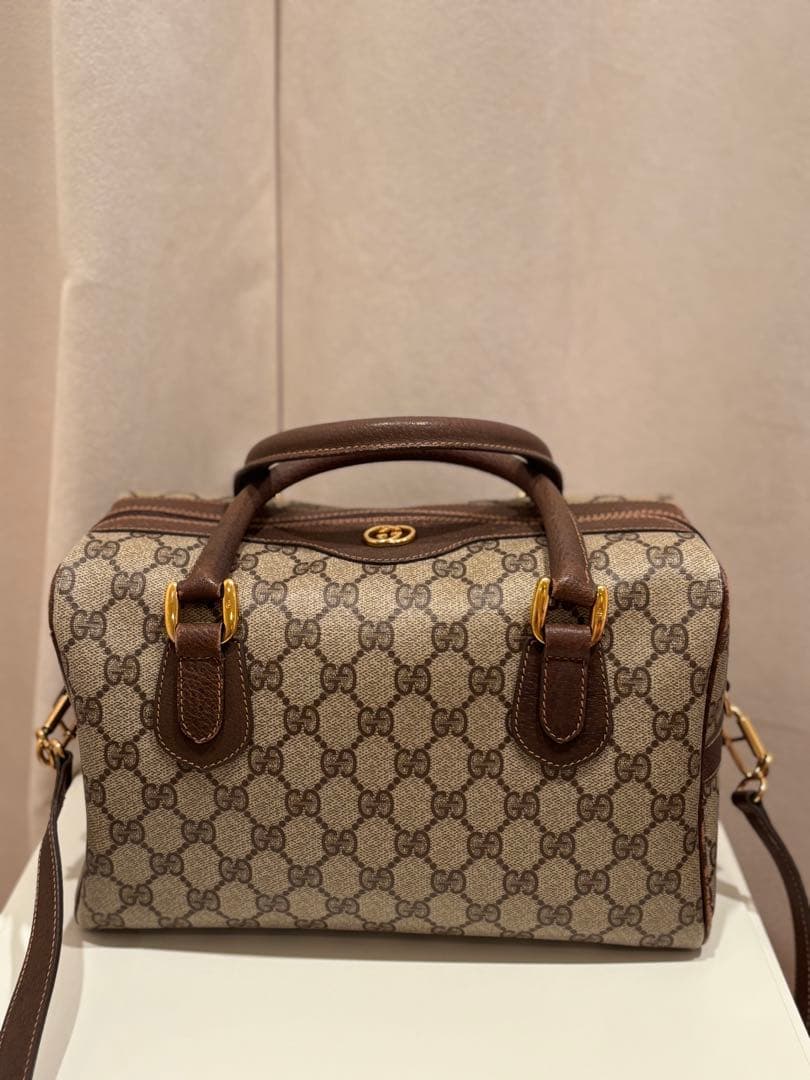 GUCCI オールドグッチ ヴィンテージ GG レザー ボストンバッグ