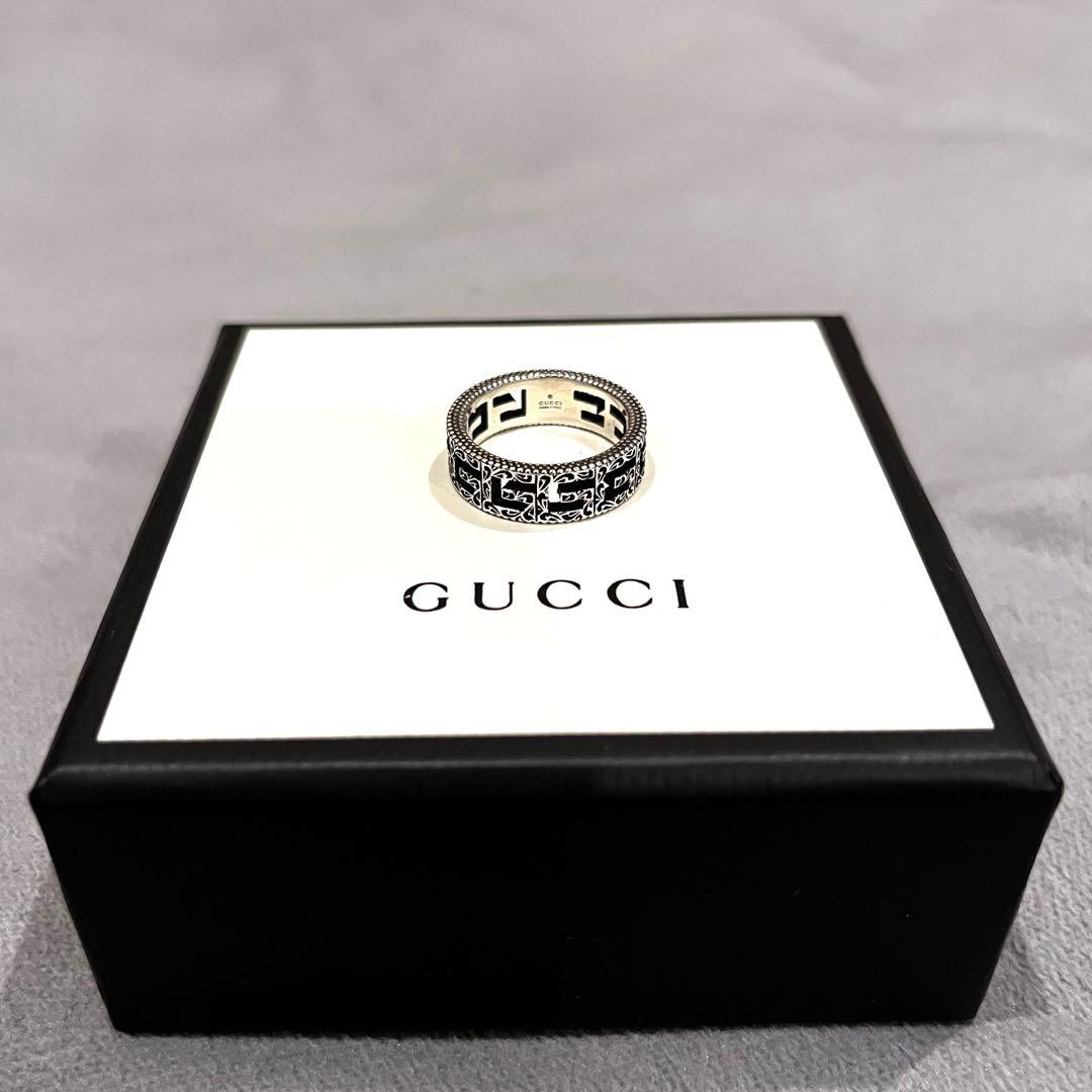 因*報様 【箱付き】GUCCI シルバー スクエアG リング 15号