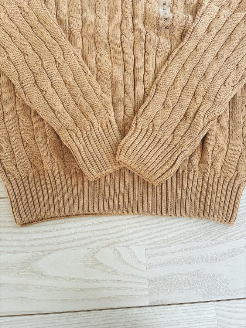 【新品】ポロラルフローレン ケーブルニット コットン クルーネック セーターXL