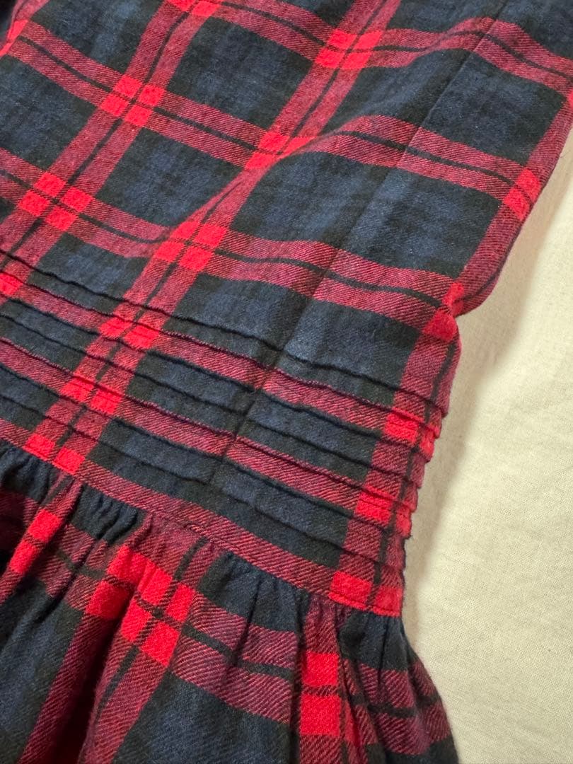 ichiスカラップエンブロイダリー チェックスカート