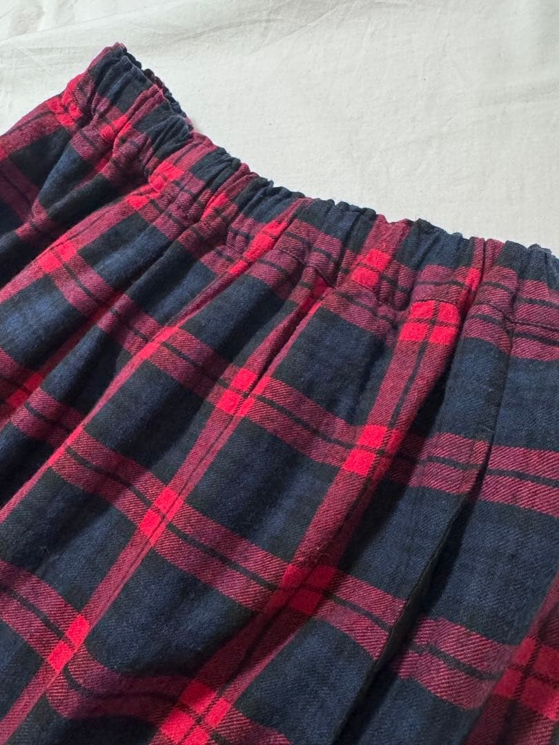 ichiスカラップエンブロイダリー チェックスカート