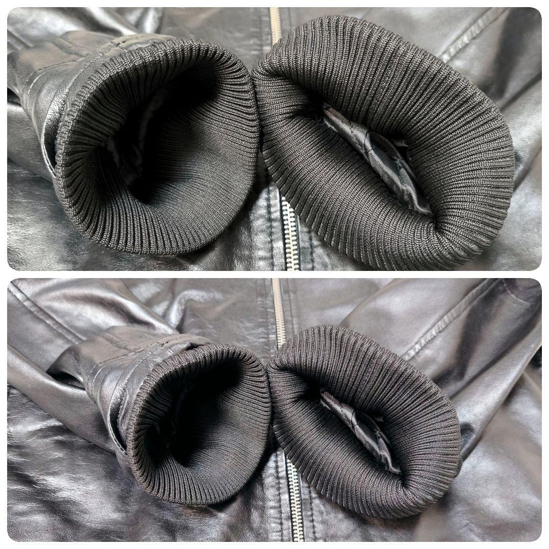 【美品】AKM レザー シングルライダース ジャケット L ブラック 羊皮 羊革