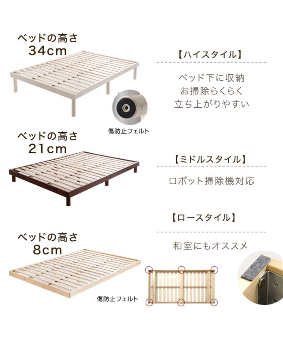 【良品　保証書付】タンスのゲン すのこベッド　SD/セミダブル　ホワイト