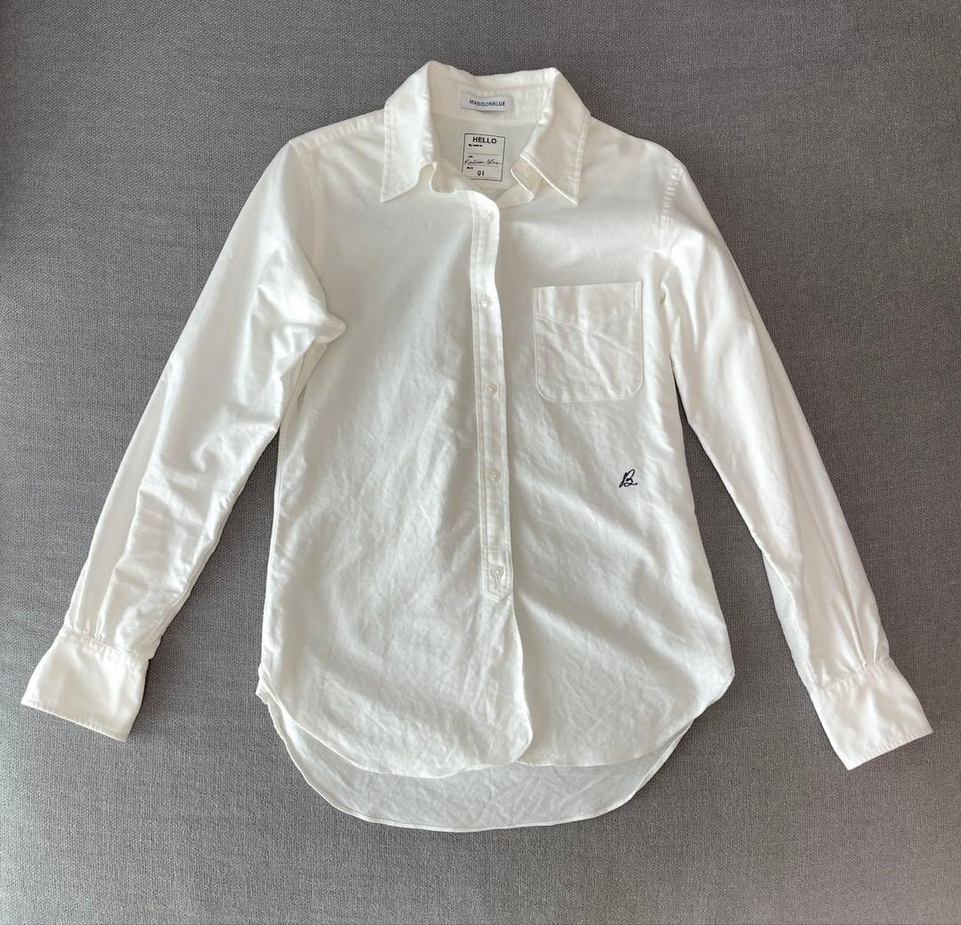 マディソンブルー シャツ　ブラウス　長袖　白 オックス生地 エッセンシャル