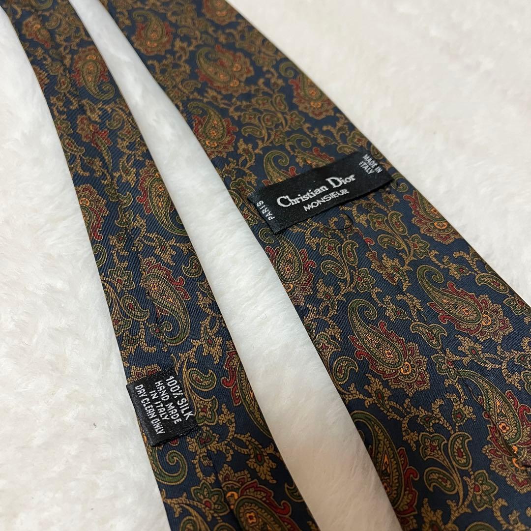 イタリア製Christian Dior Monsieur ペイズリー柄ネクタイ