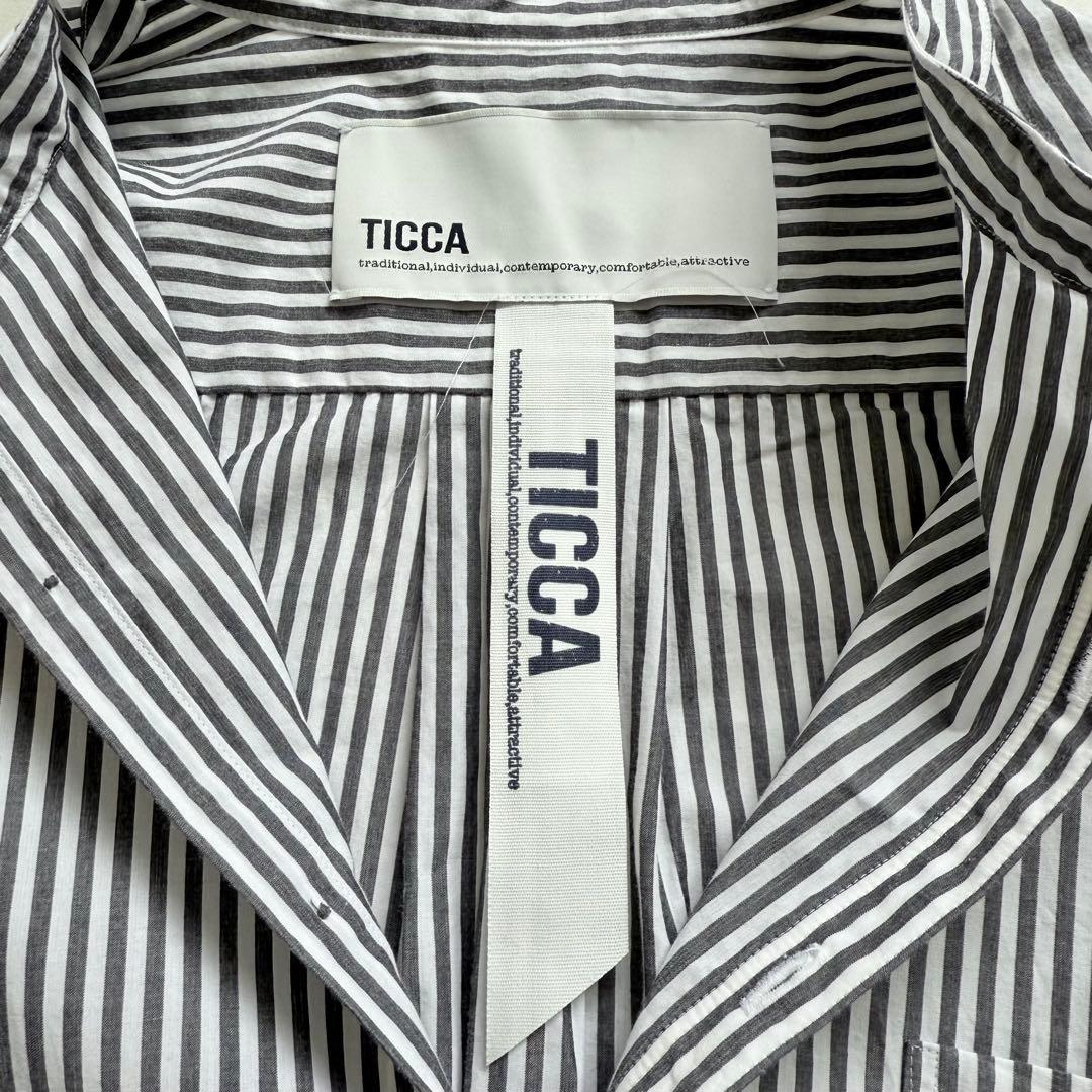 TICCA ティッカ　バンドカラー　ストライプ シャツ　オーバーサイズ　コットン