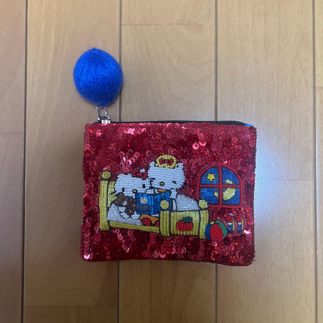 tamaoworld×ハローキティ コラボレーション｜スパンコール刺繍ポーチ